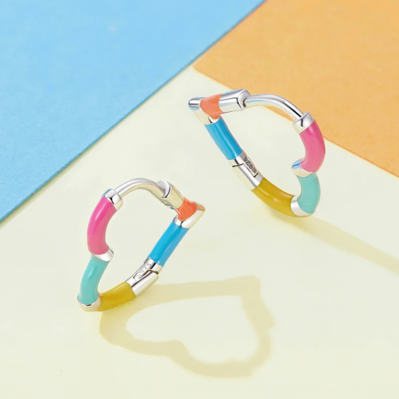 (afbeelding voor) Pandora Stijl Regenboog Hart Hoops Oorbellen - SCE1607 - Bekijken 3
