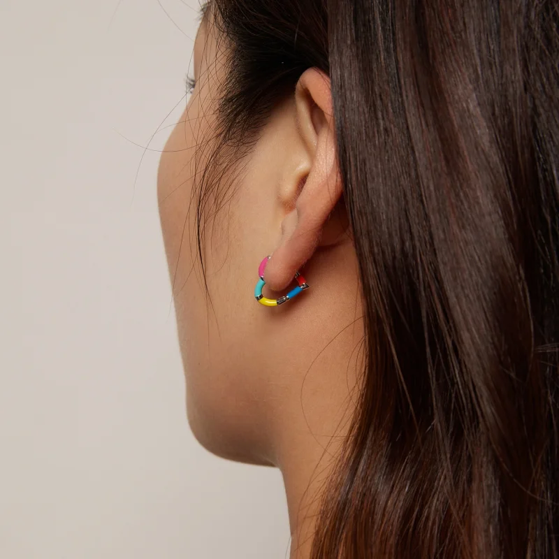 (afbeelding voor) Pandora Stijl Regenboog Hart Hoops Oorbellen - SCE1607 - Bekijken 5