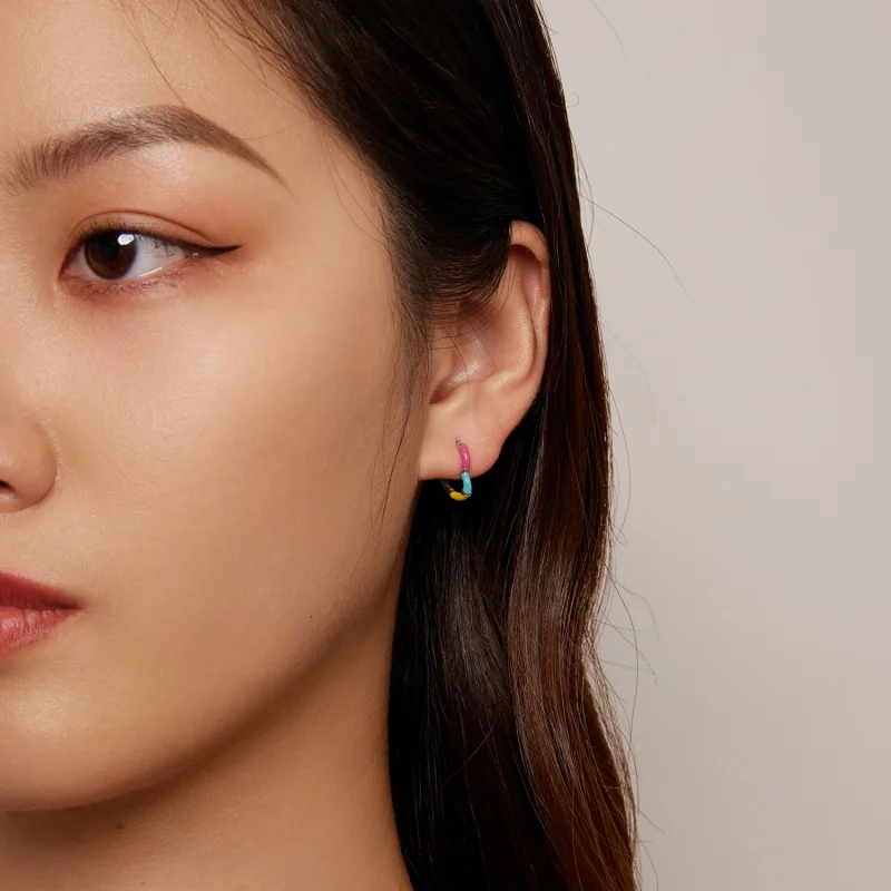 (afbeelding voor) Pandora Stijl Regenboog Hart Hoops Oorbellen - SCE1607 - Bekijken 6