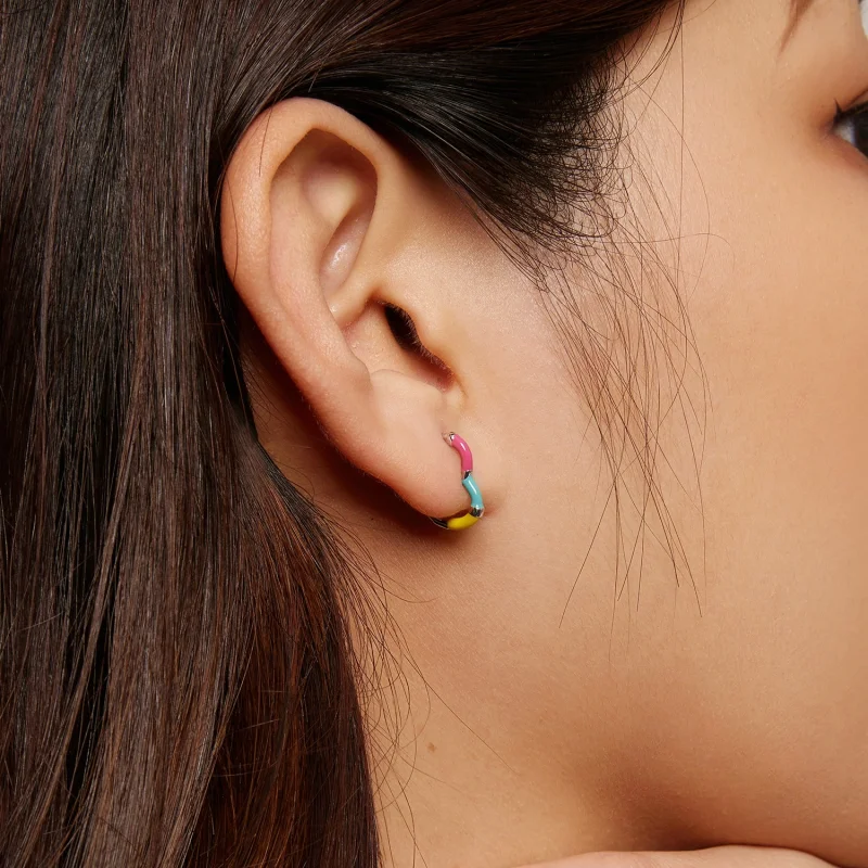 (afbeelding voor) Pandora Stijl Regenboog Hart Hoops Oorbellen - SCE1607 - Bekijken 7