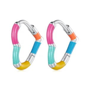 (afbeelding voor) Pandora Stijl Regenboog Hart Hoops Oorbellen - SCE1607