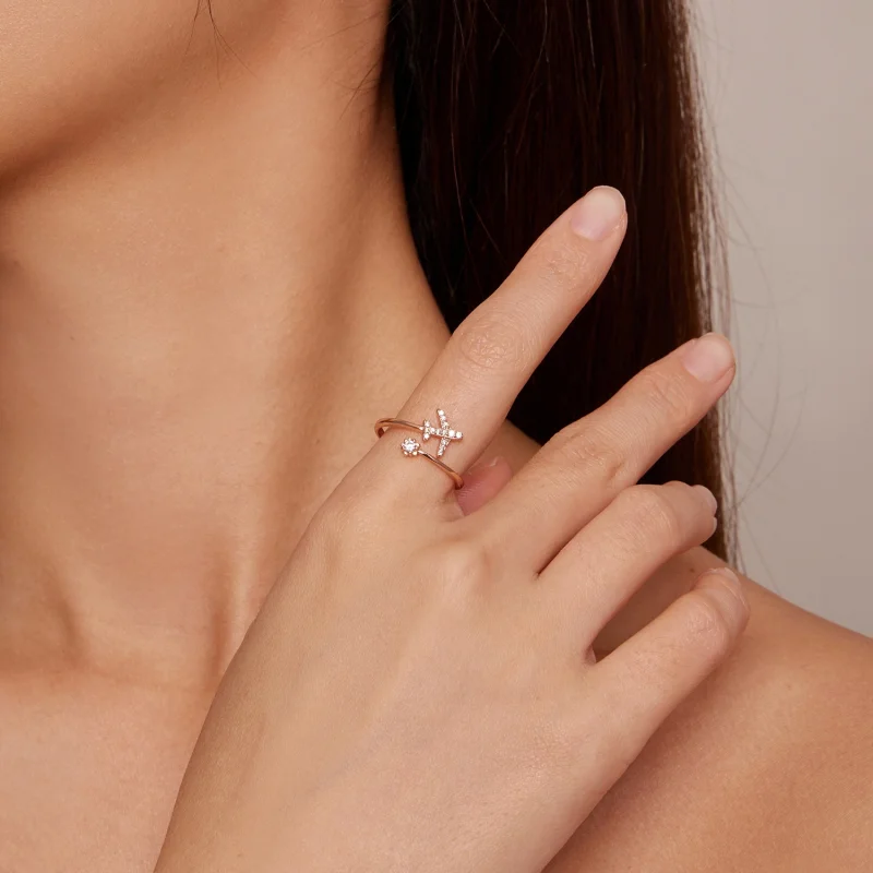 (afbeelding voor) Pandora-stijl roségouden Open Ring voor Afstand - SCR623-C - Bekijken 4