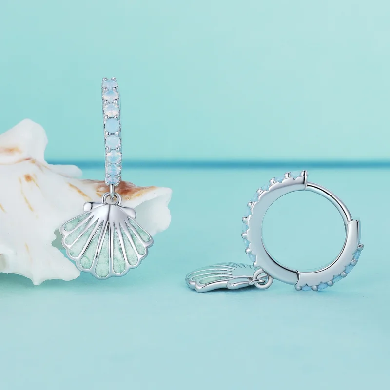 (afbeelding voor) Pandora Stijl Schelp Hoops Oorbellen - BSE842 - Bekijken 2