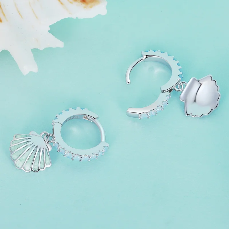 (afbeelding voor) Pandora Stijl Schelp Hoops Oorbellen - BSE842 - Bekijken 4