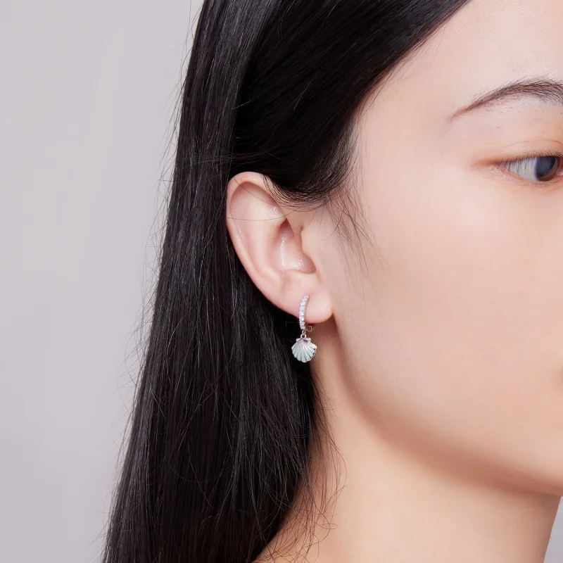 (afbeelding voor) Pandora Stijl Schelp Hoops Oorbellen - BSE842 - Bekijken 6