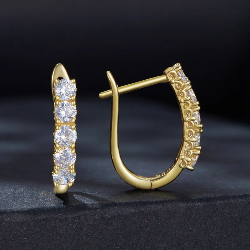 (afbeelding voor) Pandora Stijl U-vormige Moissanite Patroon Hoops Oorbellen - MSE011-B - Bekijken 2