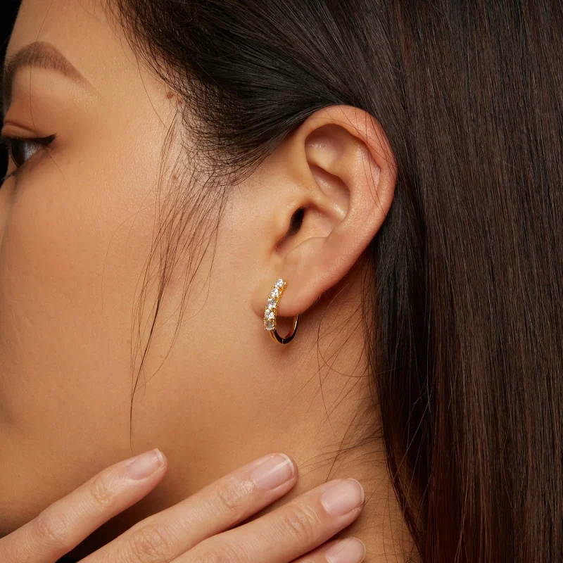 (afbeelding voor) Pandora Stijl U-vormige Moissanite Patroon Hoops Oorbellen - MSE011-B - Bekijken 7