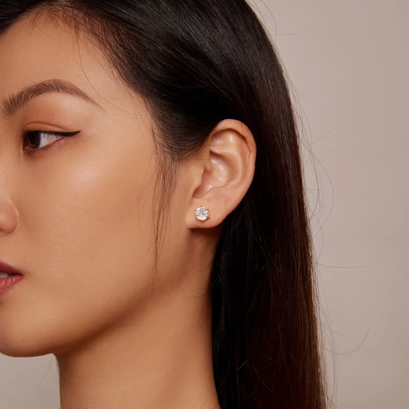 (afbeelding voor) Pandora-stijl Vergulde Glanzende Zirkonia Stud Oorbellen - BSE615-7B - Bekijken 5