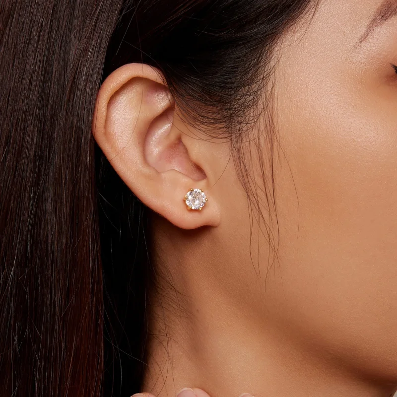 (afbeelding voor) Pandora-stijl Vergulde Glanzende Zirkonia Stud Oorbellen - BSE615-7B - Bekijken 6