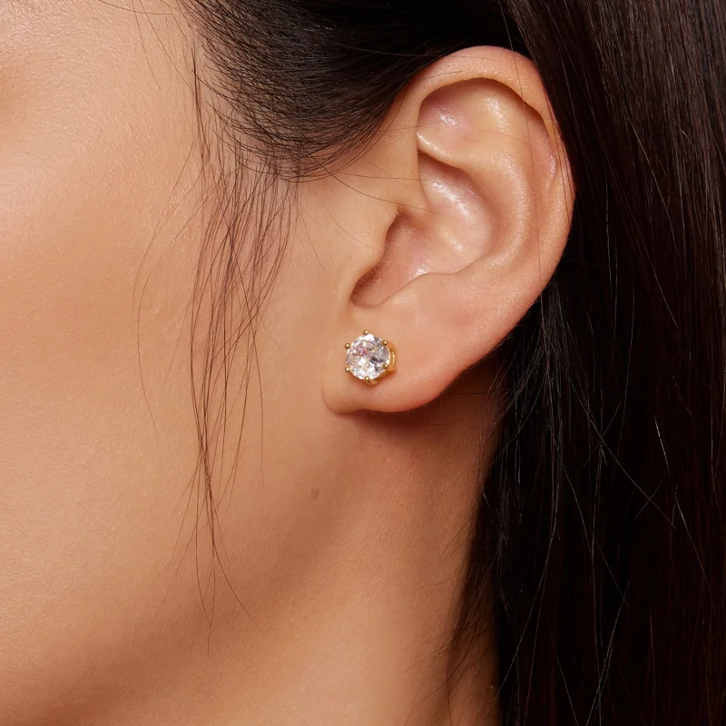 (afbeelding voor) Pandora-stijl Vergulde Glanzende Zirkonia Stud Oorbellen - BSE615-7B - Bekijken 7