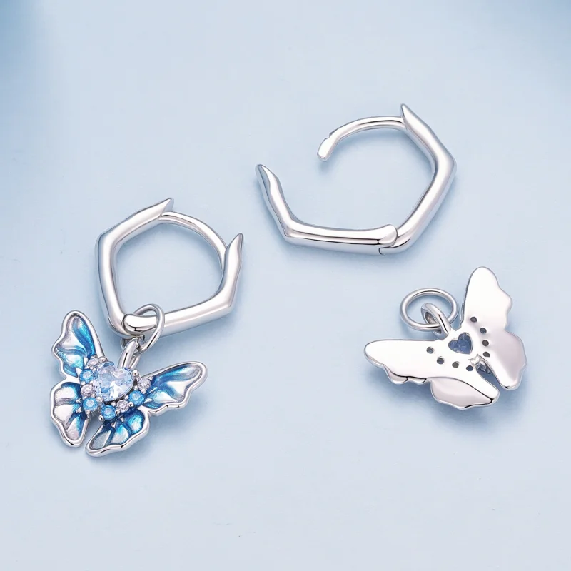 (afbeelding voor) Pandora-stijl vlinderhoepel oorbellen - BSE845 - Bekijken 4