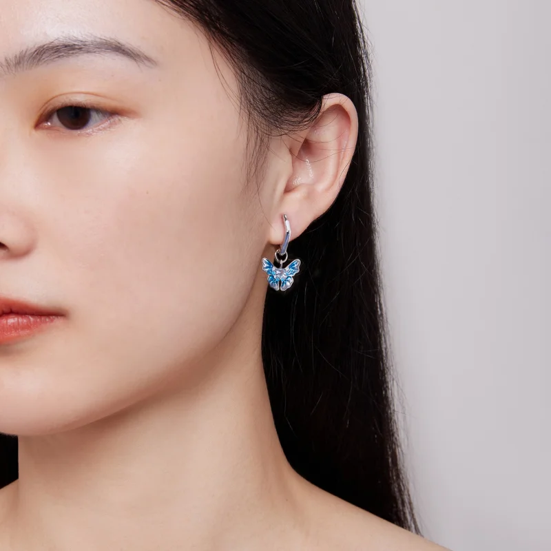 (afbeelding voor) Pandora-stijl vlinderhoepel oorbellen - BSE845 - Bekijken 5