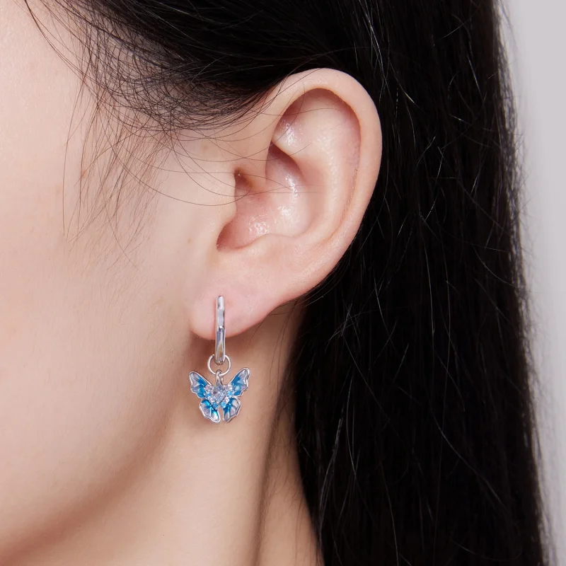 (afbeelding voor) Pandora-stijl vlinderhoepel oorbellen - BSE845 - Bekijken 6