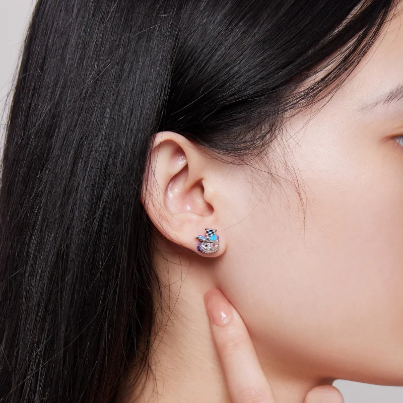 (afbeelding voor) Pandora Stijl Vreemde Magische Kat Stud Oorbellen - BSE823 - Bekijken 5