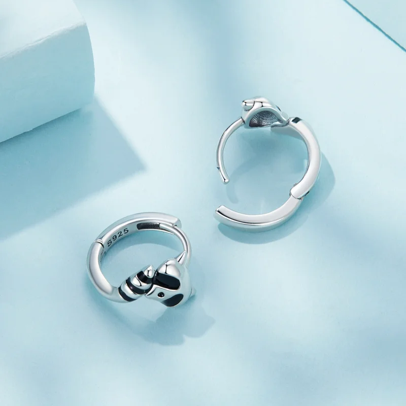 (afbeelding voor) Pandora-stijl Wasbeer Hoops Oorbellen - SCE1603 - Bekijken 4