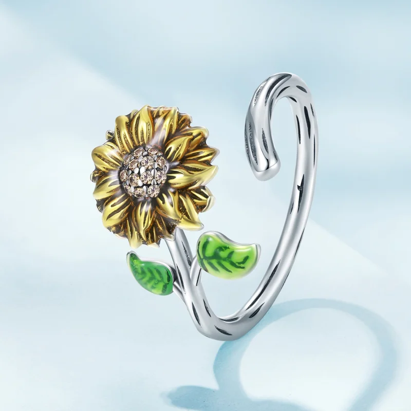 (afbeelding voor) Pandora Stijl Zonnebloem Open Ring - SCR934 - Bekijken 2