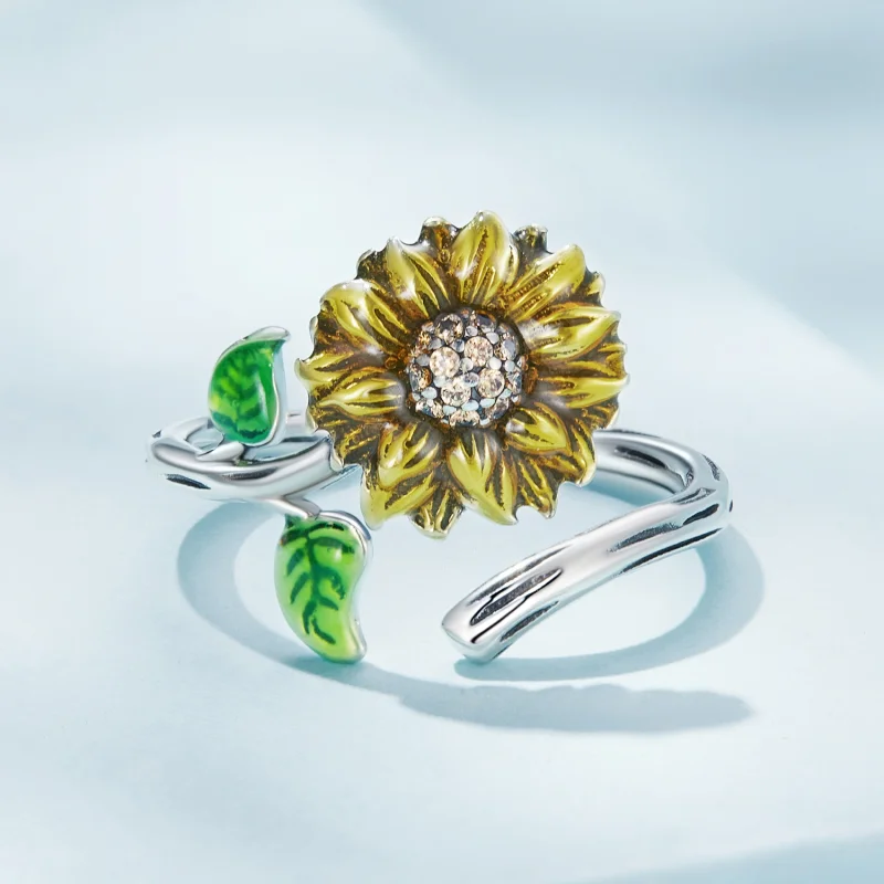 (afbeelding voor) Pandora Stijl Zonnebloem Open Ring - SCR934 - Bekijken 3
