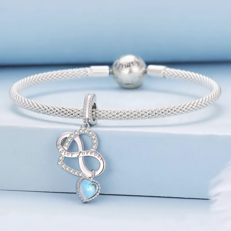 (afbeelding voor) Pandora stijl Zus Hart Hanger Bedel - BSC860 - Bekijken 3