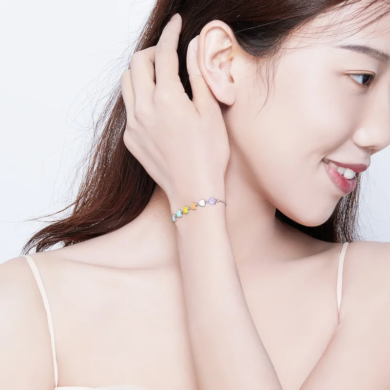 (afbeelding voor) Pandora Style Regenboog Harten Armband - SCB158 - Bekijken 6