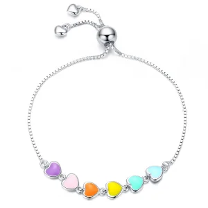 (afbeelding voor) Pandora Style Regenboog Harten Armband - SCB158