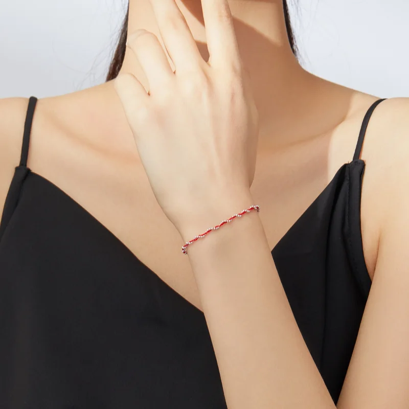 (afbeelding voor) Pandora Style Rood touw Koordarmbanden - SCB173-RD - Bekijken 4