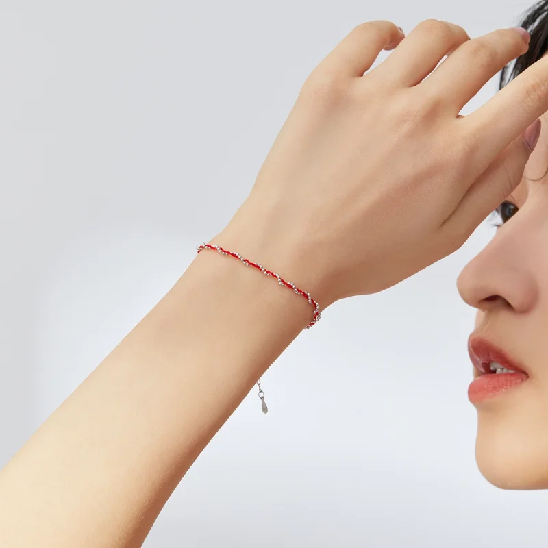 (afbeelding voor) Pandora Style Rood touw Koordarmbanden - SCB173-RD - Bekijken 5