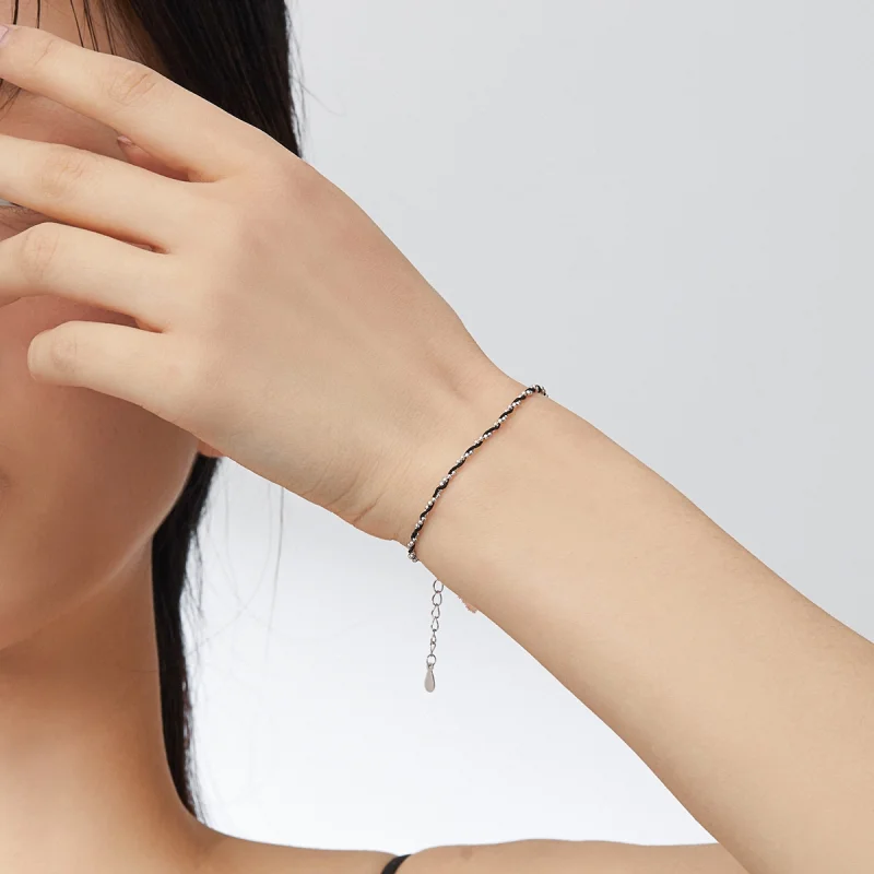 (afbeelding voor) Pandora Style Zwart touw Koordarmbanden - SCB173-BK - Bekijken 2