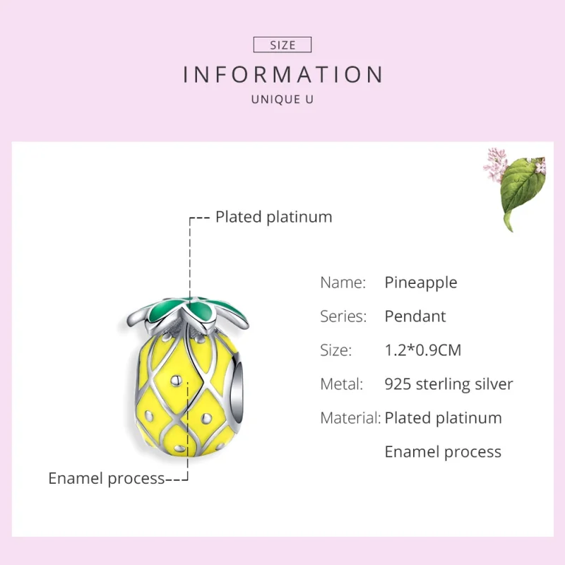 (afbeelding voor) Pandora Style Ananas Bedel - BSC128 - Bekijken 6