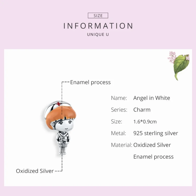 (afbeelding voor) Pandora Style Angel In White Verpleegster Rn Bedel - SCC1548 - Bekijken 7