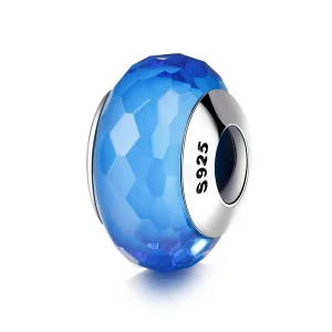 (afbeelding voor) Pandora Style Blauw Facet Murano Glas Kraal Bedel - SCZ037