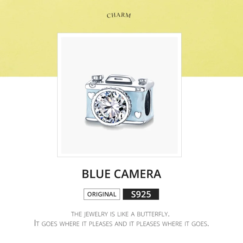 (afbeelding voor) Pandora Style Blauwe camera Bedel - BSC264 - Bekijken 6