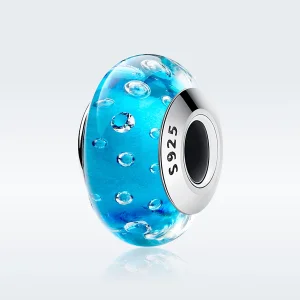(afbeelding voor) Pandora Style Blauwe trend met Muranoglas met schroefdraad Bedel - SCZ029