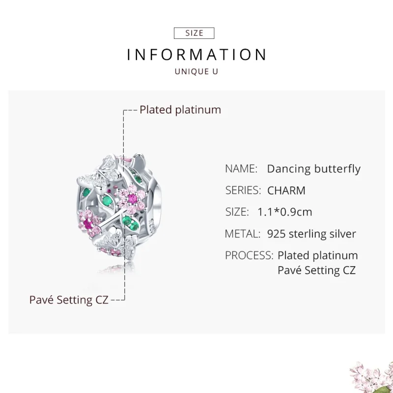 (afbeelding voor) Pandora Style Dansende vlinder Bedel - BSC116 - Bekijken 7