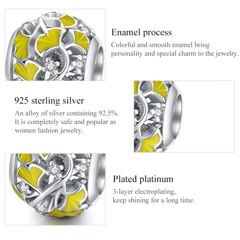 (afbeelding voor) Pandora Style Elegante Ginkgo-bladeren Bedel - BSC334 - Bekijken 7