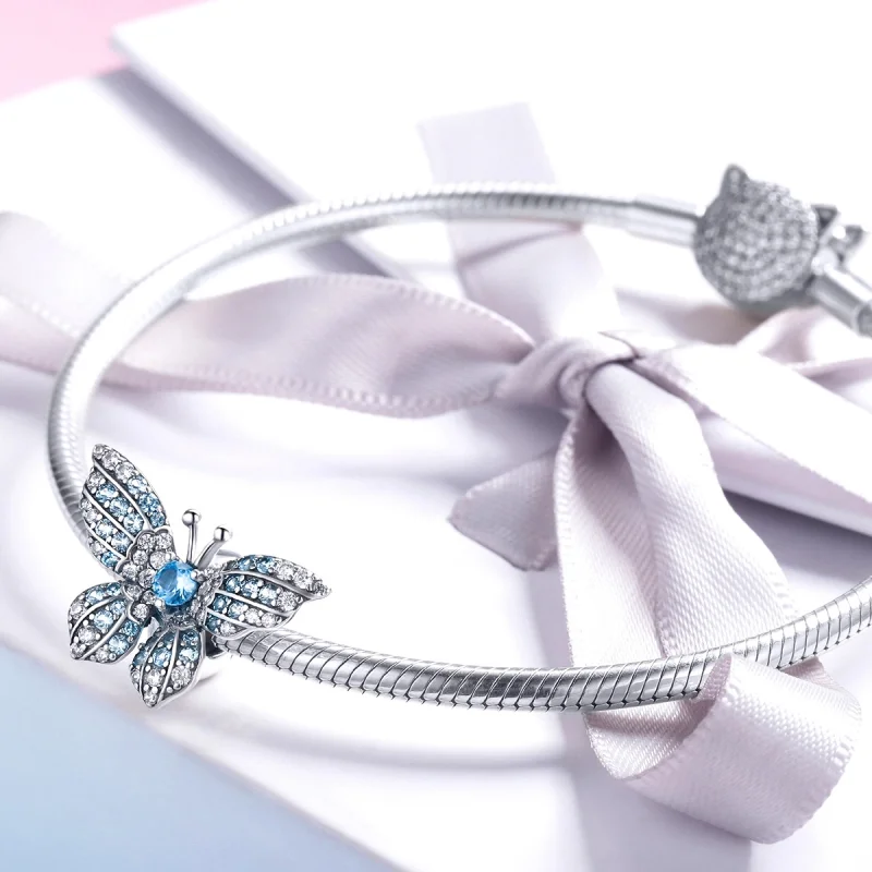 (afbeelding voor) Pandora Style Glittervlinder Bedel - BSC061 - Bekijken 3