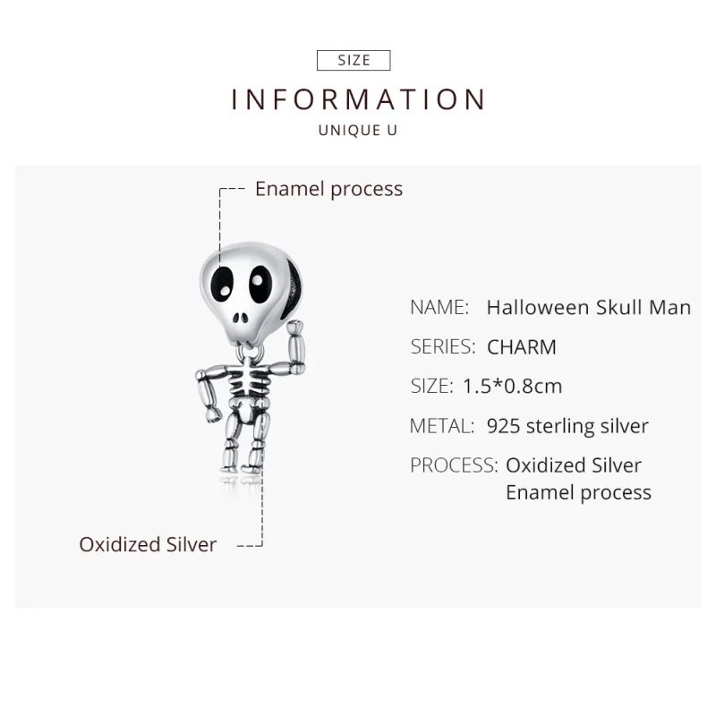 (afbeelding voor) Pandora Style Halloween Schedel Man Bedel - SCC1617 - Bekijken 8