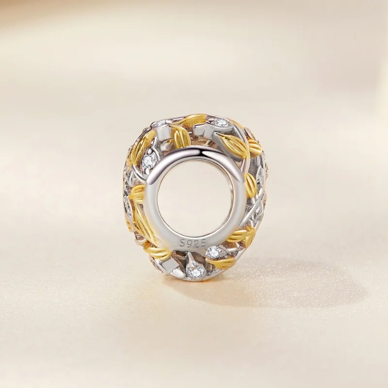 (afbeelding voor) Pandora Style Hartvormige bladeren Bedel - BSC672 - Bekijken 2