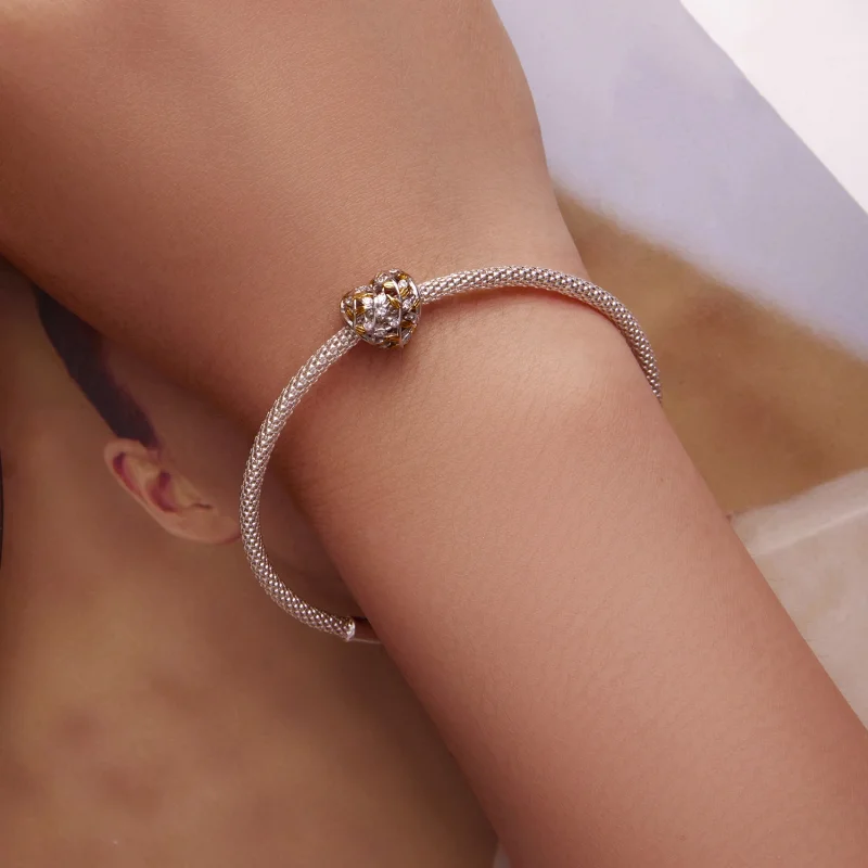 (afbeelding voor) Pandora Style Hartvormige bladeren Bedel - BSC672 - Bekijken 5