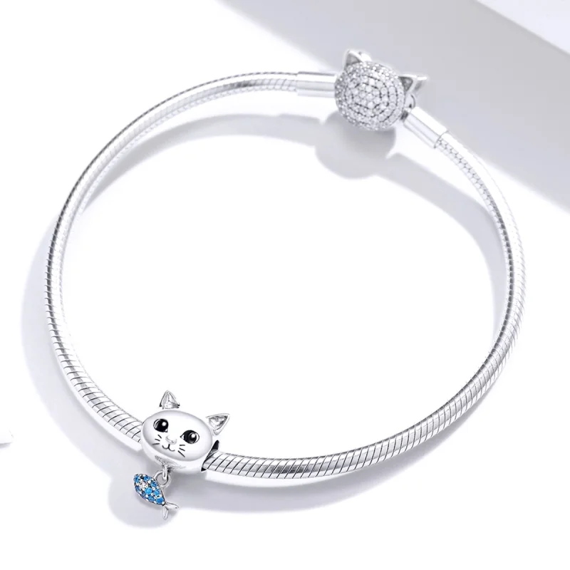 (afbeelding voor) Pandora Style Kitty Met Vis Bedel - BSC226 - Bekijken 3