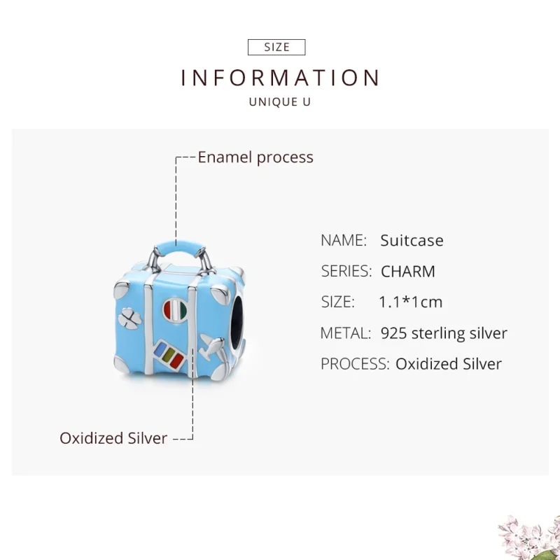 (afbeelding voor) Pandora Style Koffer Bedel - SCC1377 - Bekijken 7