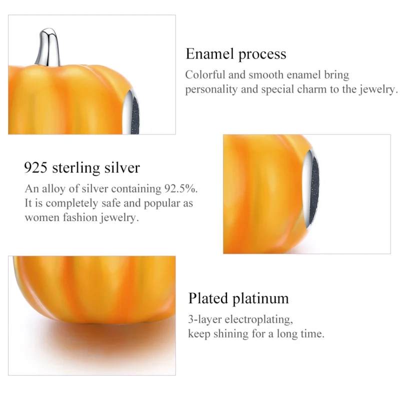 (afbeelding voor) Pandora Style Leuke Pompoen Bedel - BSC333 - Bekijken 7