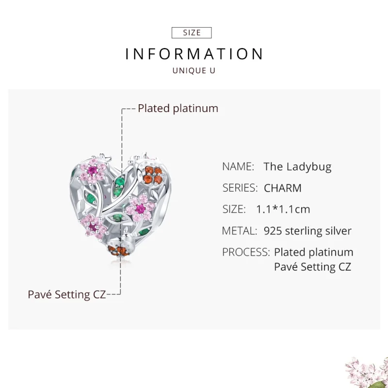 (afbeelding voor) Pandora Style Lieveheersbeestje & Bloemen Bedel - BSC117 - Bekijken 6