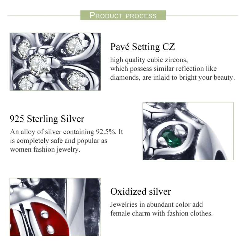 (afbeelding voor) Pandora Style Lieveheersbeestjes en bloemen Bedel - SCC926 - Bekijken 7