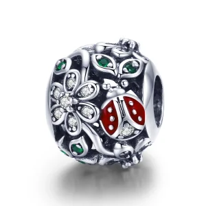 (afbeelding voor) Pandora Style Lieveheersbeestjes en bloemen Bedel - SCC926
