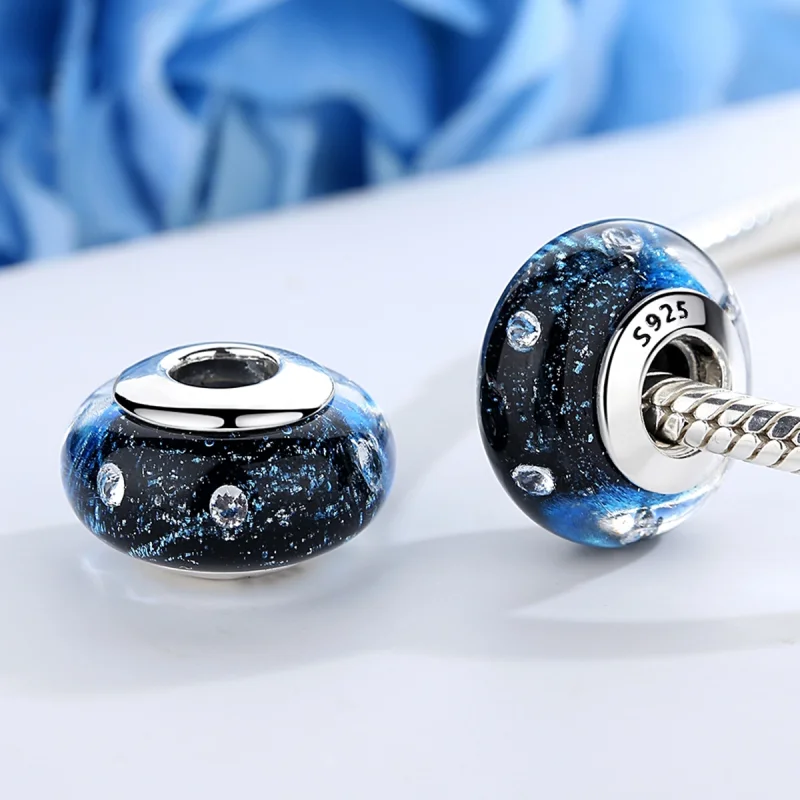 (afbeelding voor) Pandora Style Midnight Bubbling met Murano-glas met schroefdraad Bedel - SCZ028 - Bekijken 4