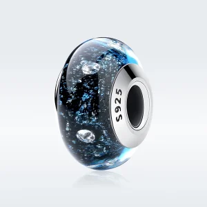 (afbeelding voor) Pandora Style Midnight Bubbling met Murano-glas met schroefdraad Bedel - SCZ028