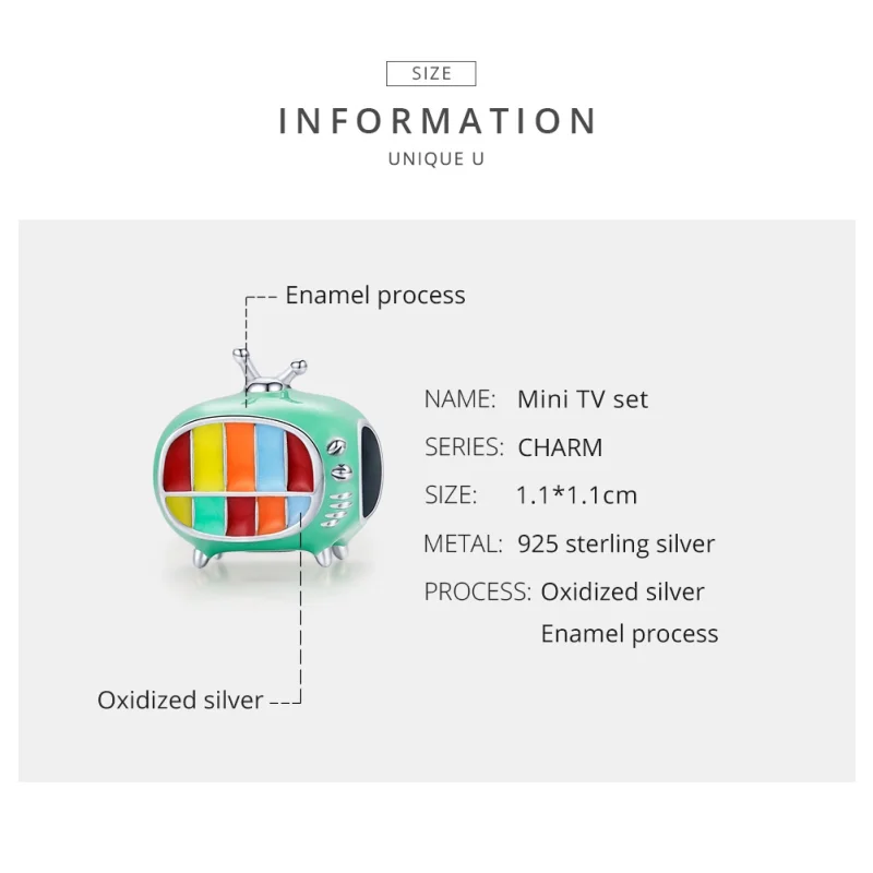 (afbeelding voor) Pandora Style Mini kleuren-tv Bedel - SCC1861 - Bekijken 7