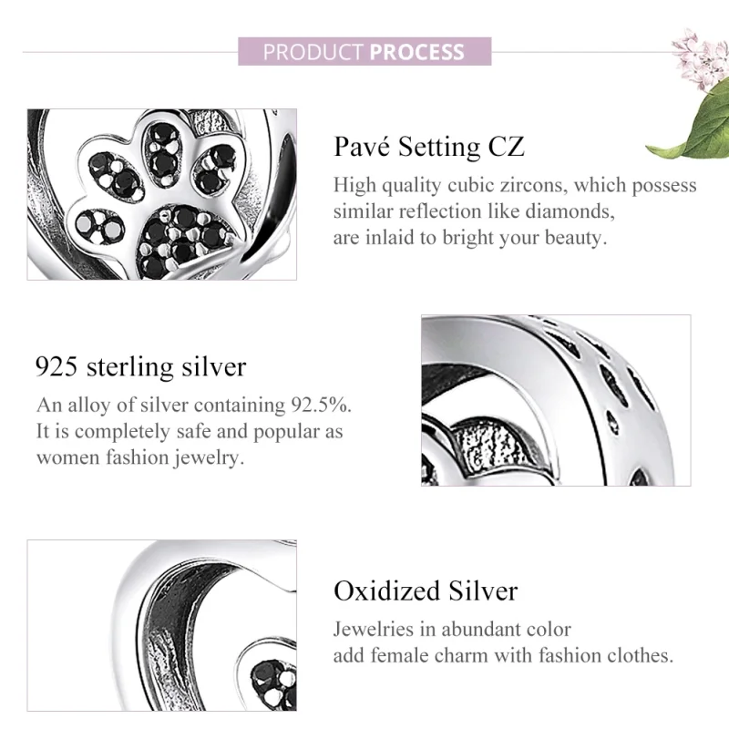 (afbeelding voor) Pandora Style Pootafdruk van huisdieren Bedel - SCC1191-BK - Bekijken 3