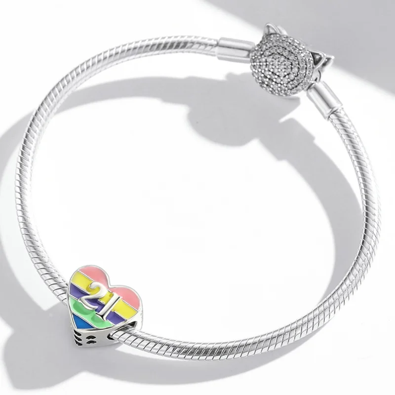 (afbeelding voor) Pandora Style Regenboog Hart Bedel - BSC548 - Bekijken 3