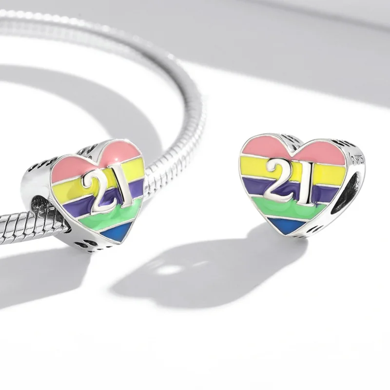 (afbeelding voor) Pandora Style Regenboog Hart Bedel - BSC548 - Bekijken 4